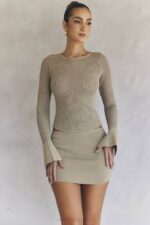 House of CB одећу 68JT905 мариелла таупе плетена мини сукња - Image 2