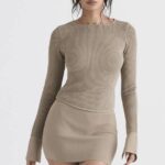 House of CB одећу 68JT905 мариелла таупе плетена мини сукња