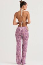 House of CB одећу 68JT929 кеала љубичасте панталоне са цветним изрезом - Image 6