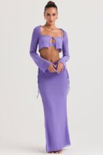House of CB одећу 68JT930 амалфи љубичаста макси сукња са изрезом - Image 4
