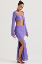 House of CB одећу 68JT930 амалфи љубичаста макси сукња са изрезом - Image 7