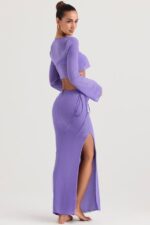 House of CB одећу 68JT930 амалфи љубичаста макси сукња са изрезом - Image 8