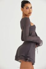 House of CB одећу 68JT935 цларице схадов плутајућа слојевита мини сукња - Image 13