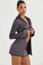 House of CB одећу 68JT936 каталина сатенска мини сукња а-кроја у сенци - Image 12