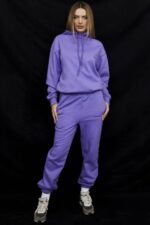 House of CB одећу 68JT947 небеско љубичасте панталоне за трчање од флиса - Image 2
