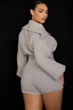 House of CB одећу 68JT950 приземљене сиве плетене шортсе високог струка - Image 16