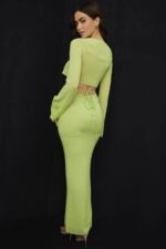 House of CB одећу 68JT955 маки сукња од лајм зелене жоржете - Image 5