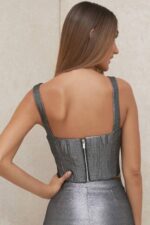 House of CB одећу 68JT97 ханнах сребрни скраћени горњи део корзета - Image 9