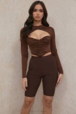 House of CB одећу 68JT980 Верона чоколадни шорц за завоје - Image 7