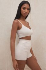 House of CB одећу 68JT988 елијах крем пухасти плетени шортс високог струка - Image 12