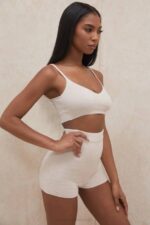 House of CB одећу 68JT988 елијах крем пухасти плетени шортс високог струка - Image 13