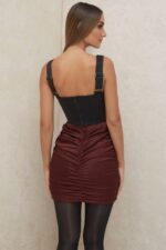 House of CB одећу 68JT991 кеелеи суво грожђе сатен мини сукња руцхед - Image 10