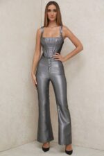 House of CB одећу 68JT992 јас сребрне панталоне са шиљком - Image 4