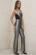 House of CB одећу 68JT992 јас сребрне панталоне са шиљком - Image 5