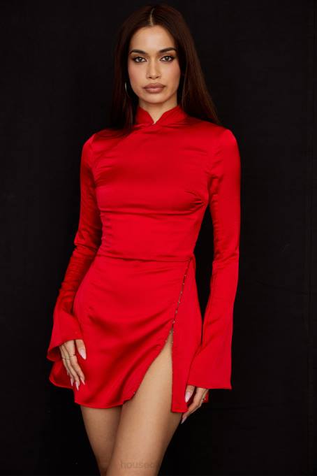 House of CB одећу 68JT498 алисса сцарлет сатенска мини хаљина